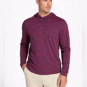 VRST Men's Essential Perform Lightweight Golf Hoodie Burgundy Plum UPF 30+ NEW